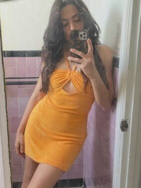 Orange Terrycloth Mini Dress